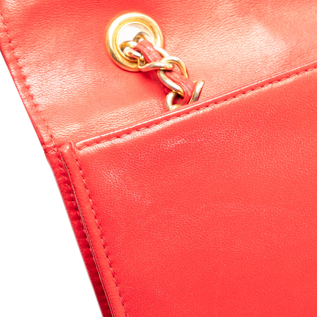 CC Quilted Lambskin Full Flap Red - Gaby Paris