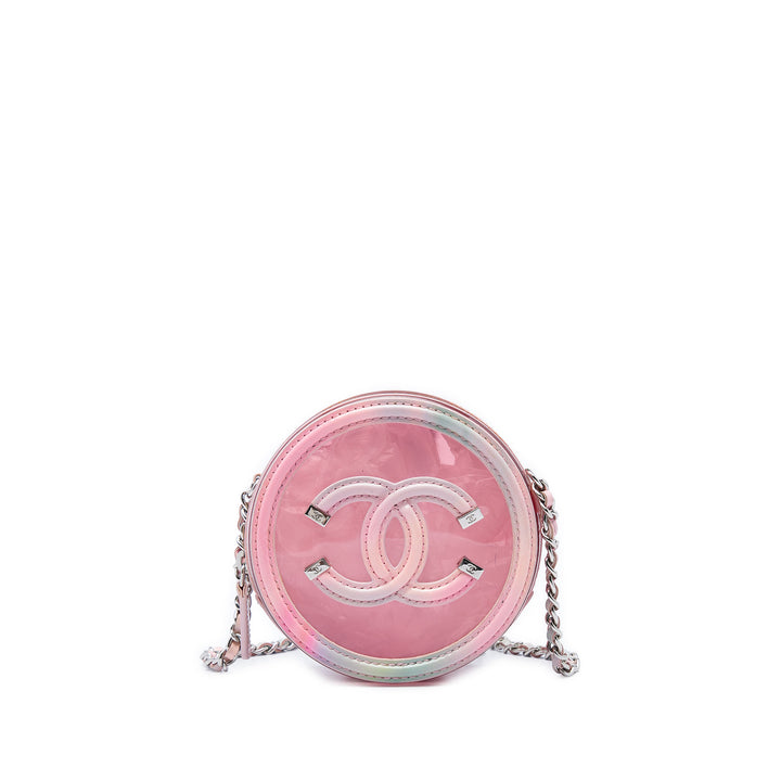 Chanel PVC et CC Filigree Rond Pochette avec chaîne Cuir d'agneau Rose – vue principale – GABY PARIS