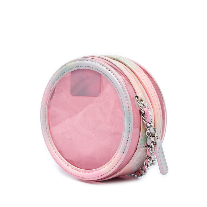 Chanel PVC et CC Filigree Rond Pochette avec chaîne Cuir d'agneau Rose – vue 2 – GABY PARIS
