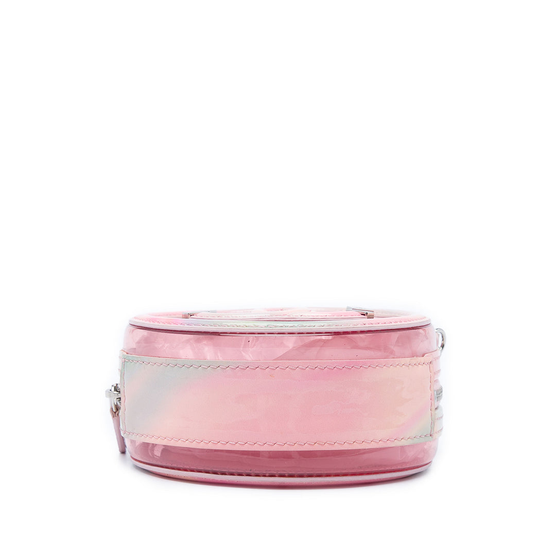 Chanel PVC et CC Filigree Rond Pochette avec chaîne Cuir d'agneau Rose – vue 3 – GABY PARIS