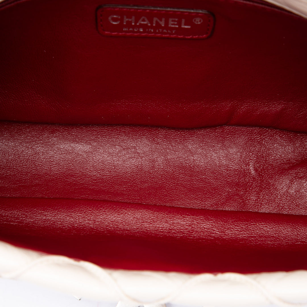 CC Double Stitch Rabat simple Cuir d'agneau Blanc
