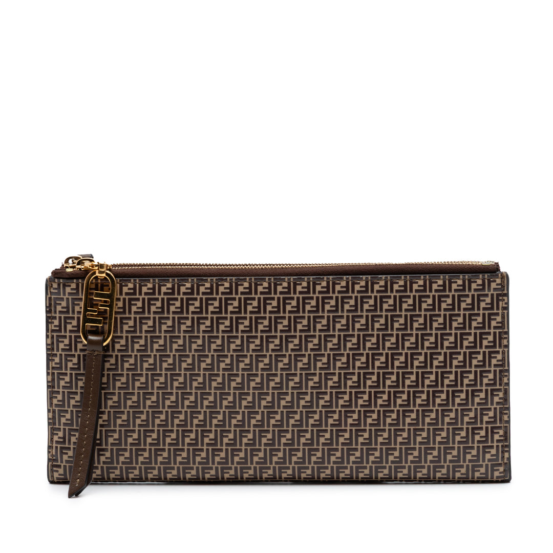 Fendi Micro Zucchino Coated Toile Bifold Portefeuille long