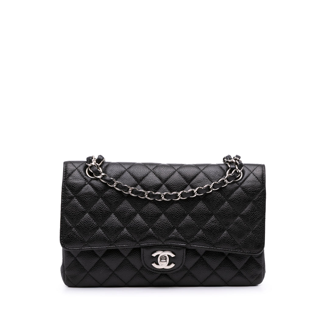 Medium Classic Caviar Double Flap Black - Gaby Paris