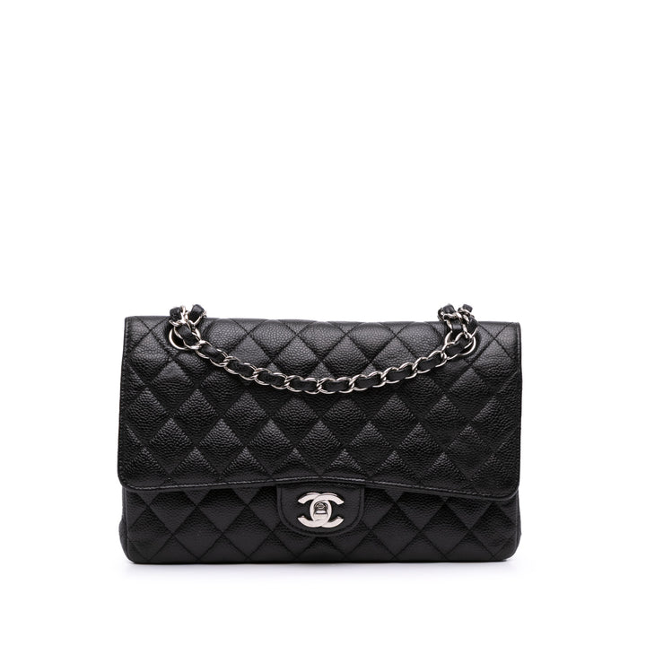 Medium Classic Caviar Double Flap Black - Gaby Paris