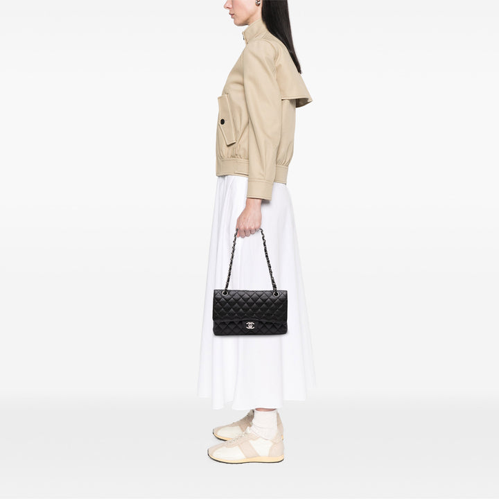 Medium Classic Caviar Double Flap Black - Gaby Paris
