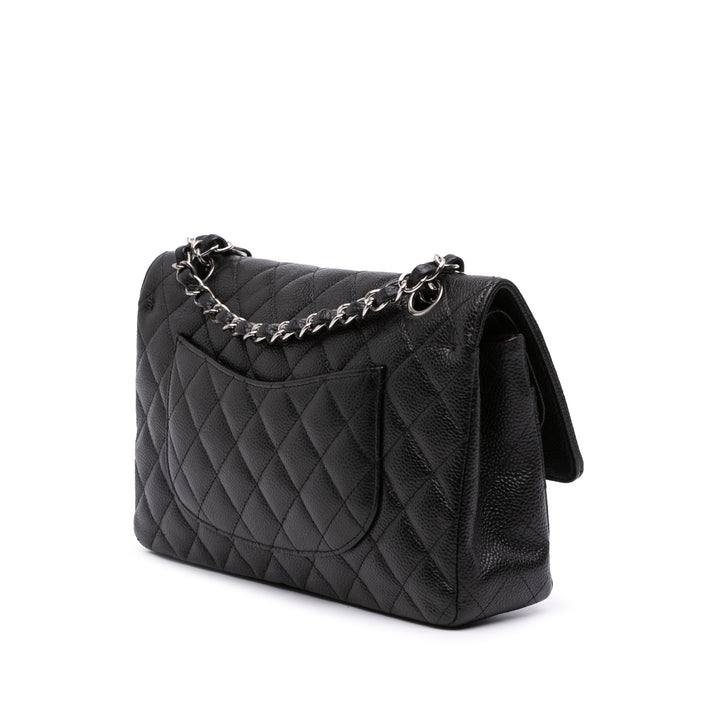 Medium Classic Caviar Double Flap Black - Gaby Paris