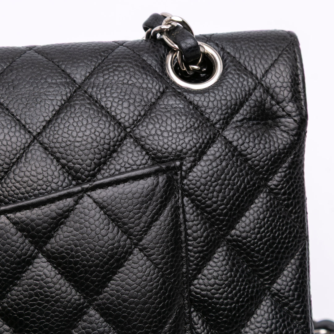 Medium Classic Caviar Double Flap Black - Gaby Paris