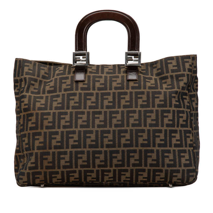 Large Zucca Canvas Twins Tote Brown - Gaby Paris