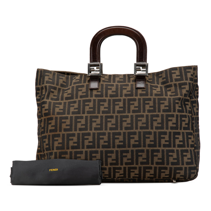 Large Zucca Canvas Twins Tote Brown - Gaby Paris