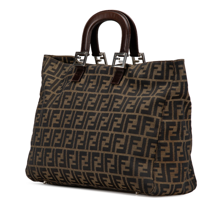 Large Zucca Canvas Twins Tote Brown - Gaby Paris