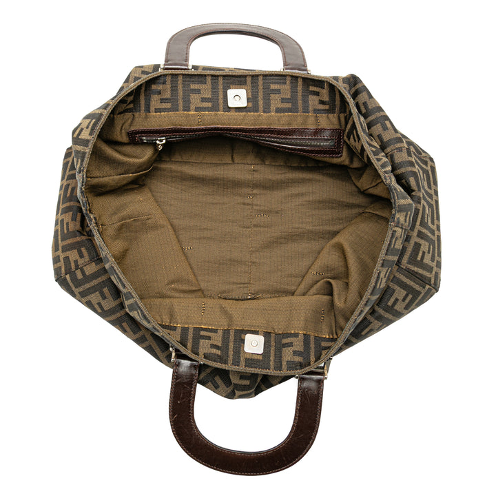 Large Zucca Canvas Twins Tote Brown - Gaby Paris