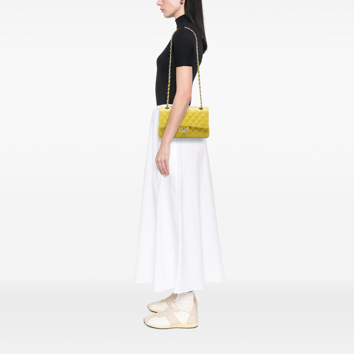 Classic Double rabat Moyen Cuir d'agneau Jaune