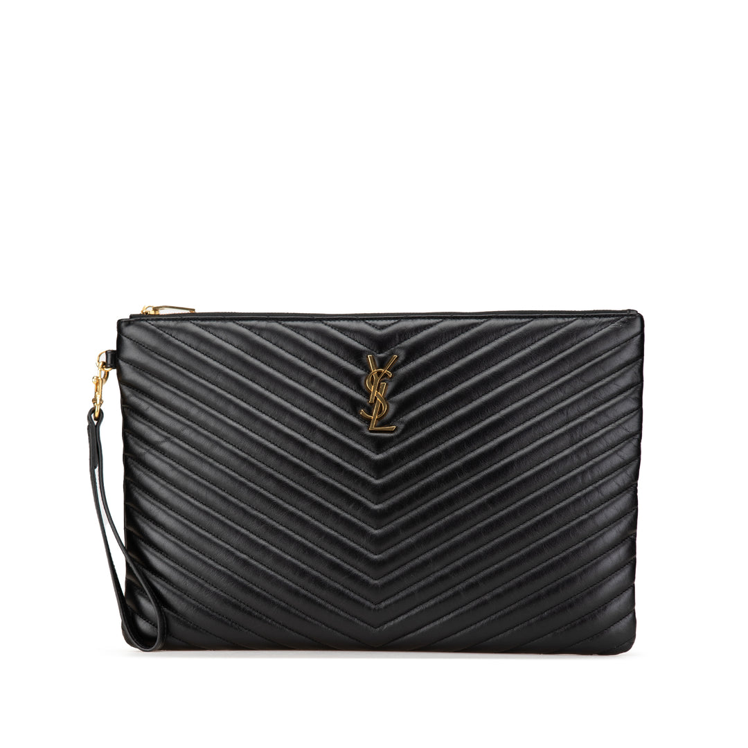 Chevron Monogram Document Holder Black - Gaby Paris