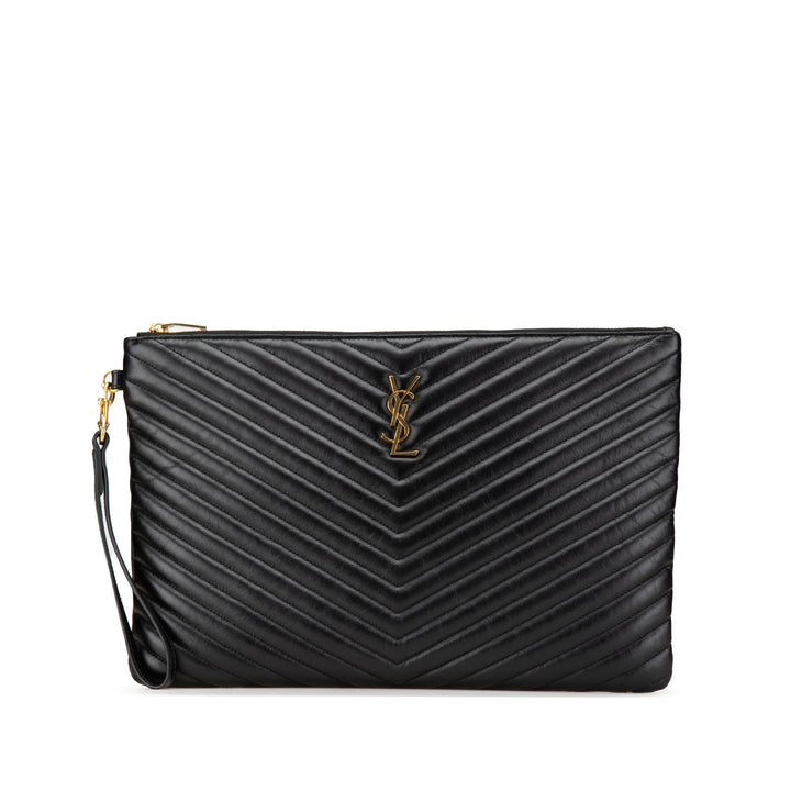 Chevron Monogram Document Holder Black - Gaby Paris