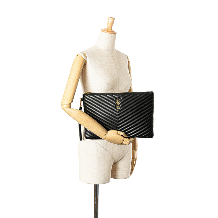Chevron Monogram Document Holder Black - Gaby Paris
