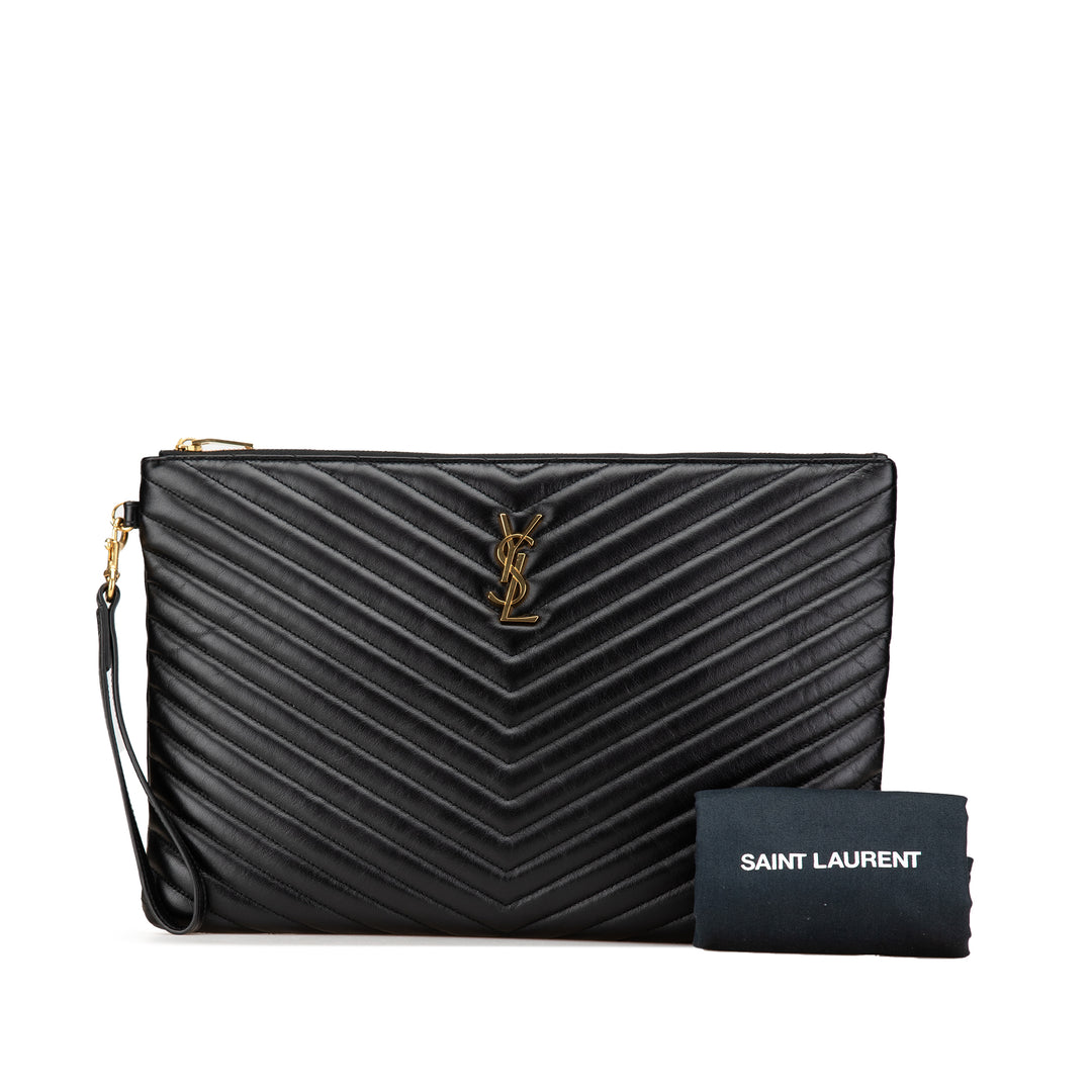 Chevron Monogram Document Holder Black - Gaby Paris