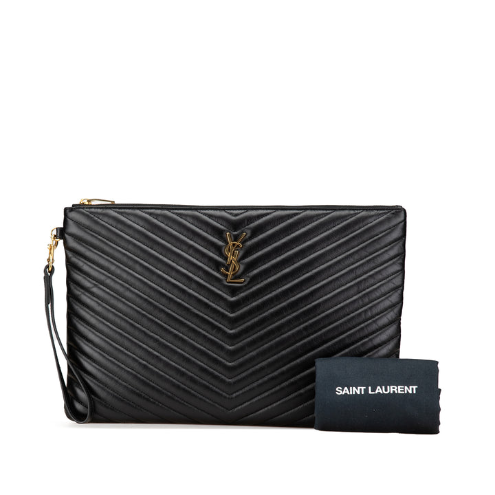 Chevron Monogram Document Holder Black - Gaby Paris