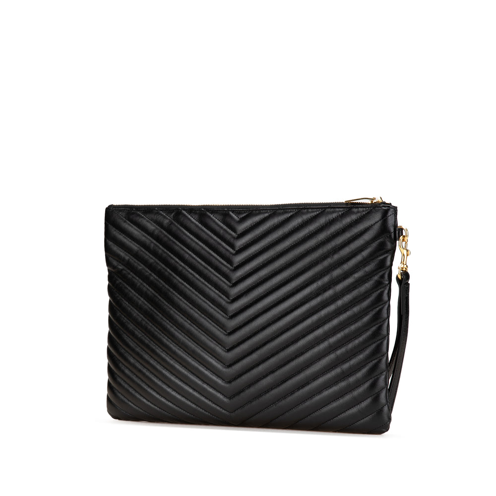 Chevron Monogram Document Holder Black - Gaby Paris