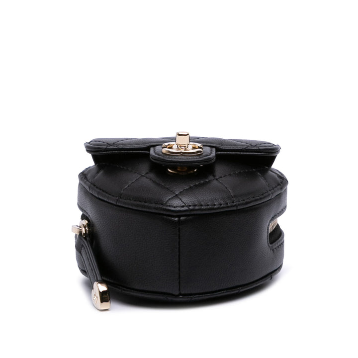 Lambskin CC in Love Heart Necklace Bag Black - Gaby Paris