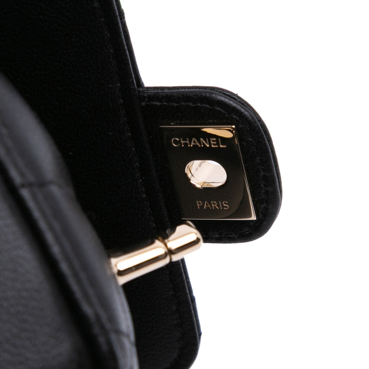 Lambskin CC in Love Heart Necklace Bag Black - Gaby Paris
