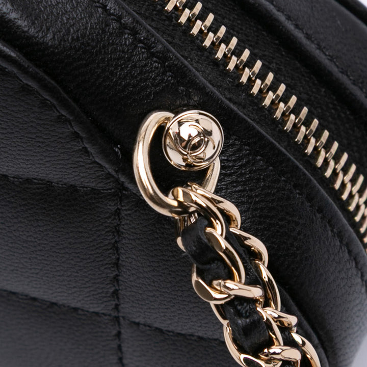 Lambskin CC in Love Heart Necklace Bag Black - Gaby Paris