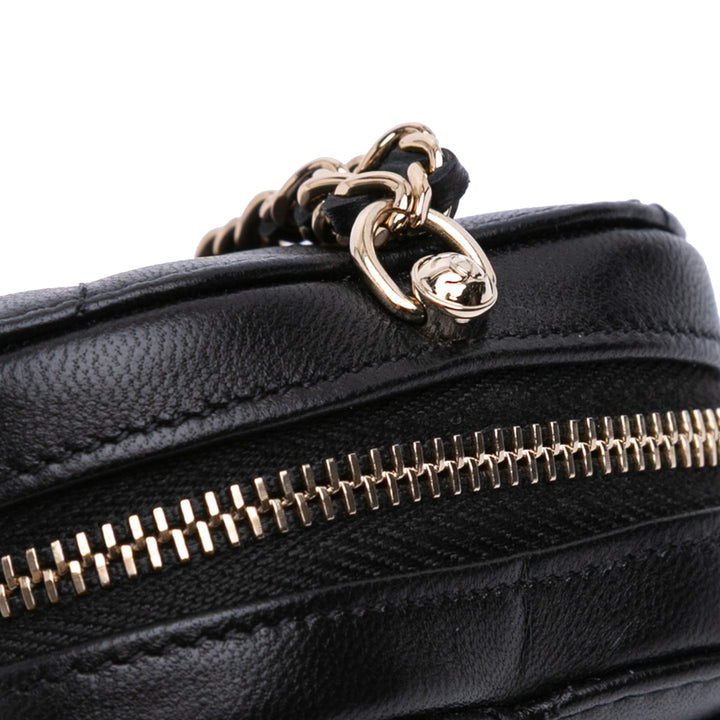 Lambskin CC in Love Heart Necklace Bag Black - Gaby Paris