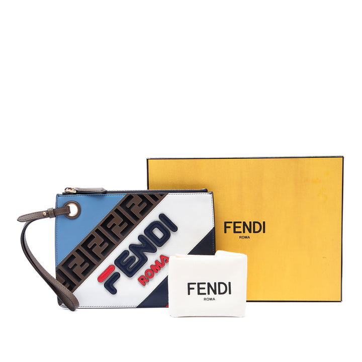 Fendi Fila Mania Multicolor Zucca embossé Cuir Pochette