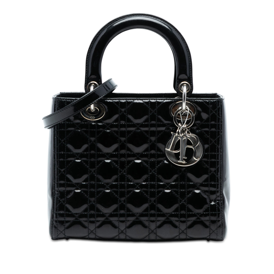 Dior Medium Cuir verni Cannage Lady Dior