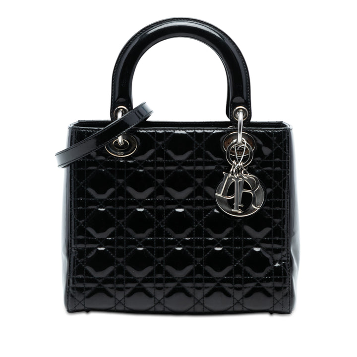 Dior Medium Cuir verni Cannage Lady Dior