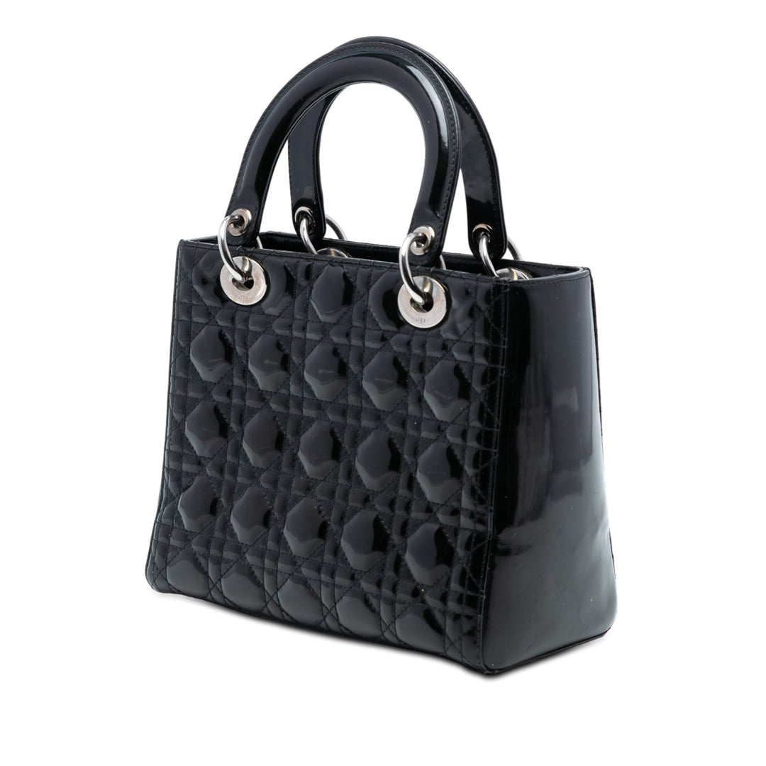 Dior Medium Cuir verni Cannage Lady Dior