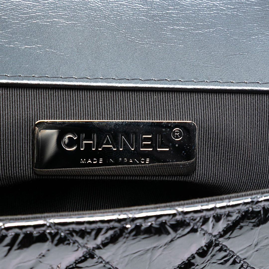 Chanel Mini Matelassé Metallic Cuir de veau Bague anse supérieure à rabat