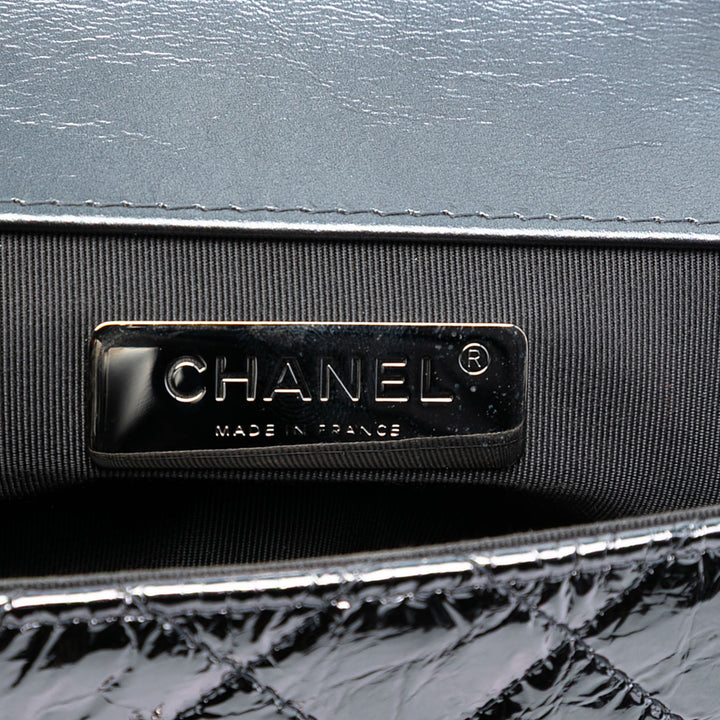 Chanel Mini Matelassé Metallic Cuir de veau Bague anse supérieure à rabat