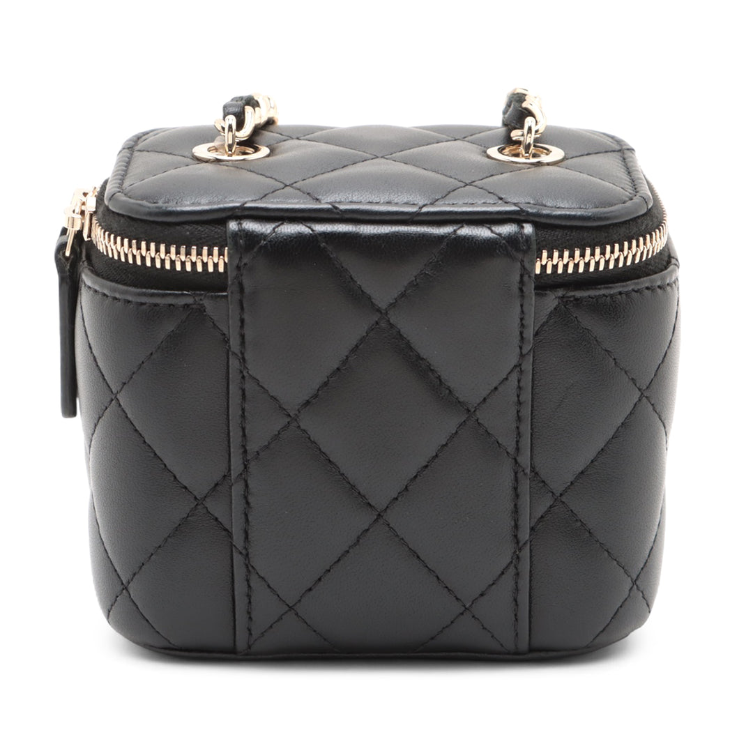 Chanel Mini Cuir d’agneau Vanity Étui with Chain Noir – GABY PARIS Authentique