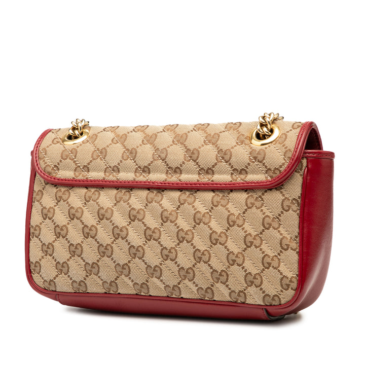 Gucci Medium GG Marmont Matelasse Diagonal GG Toile et Cuir Sac bandoulière