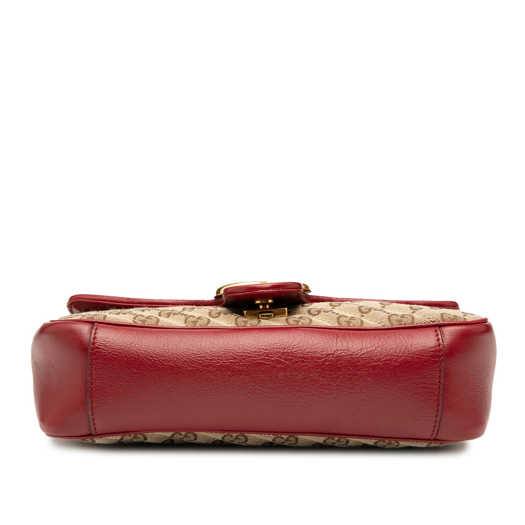 Gucci Medium GG Marmont Matelasse Diagonal GG Toile et Cuir Sac bandoulière