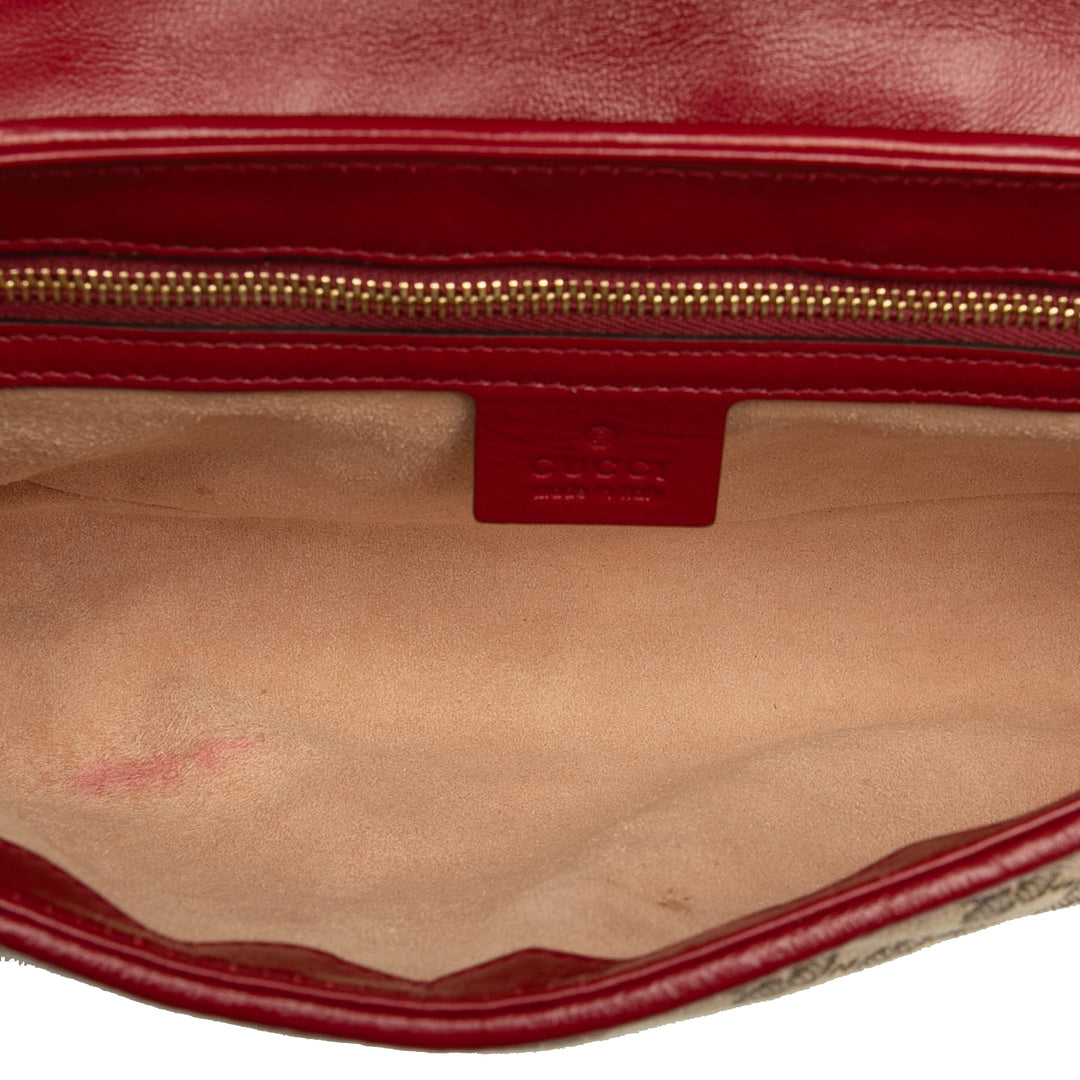 Gucci Medium GG Marmont Matelasse Diagonal GG Toile et Cuir Sac bandoulière