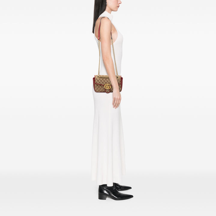 Gucci Medium GG Marmont Matelasse Diagonal GG Toile et Cuir Sac bandoulière