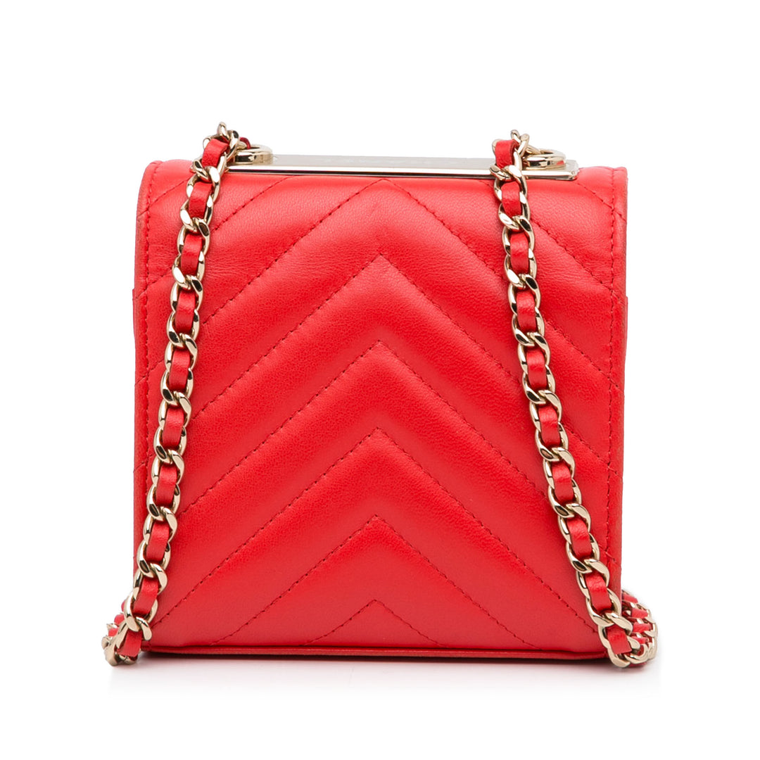 Chanel Mini Chevron Quilted Lambskin Trendy CC Chain Wallet Red - GABY PARIS