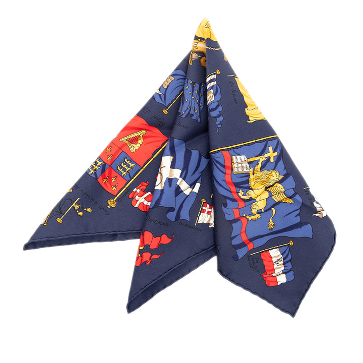 Hermès Carré Pavois 40 Bleu – vue principale – GABY PARIS
