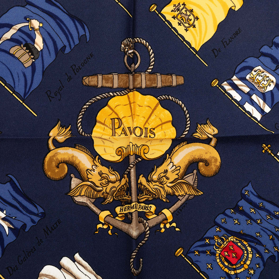 Hermès Carré Pavois 40 Bleu – vue 4 – GABY PARIS
