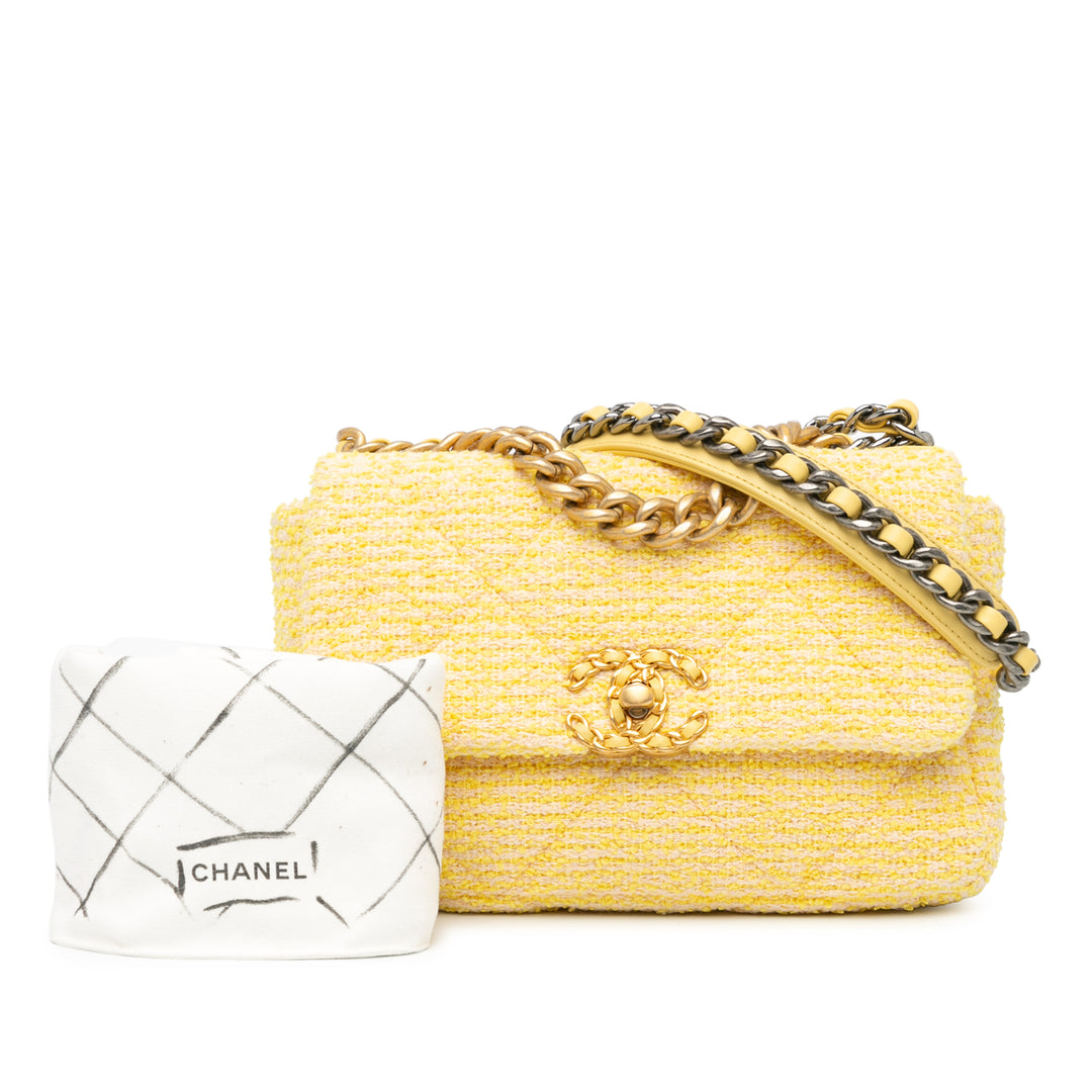 Chanel Medium Tweed 19 Flap Yellow - GABY PARIS