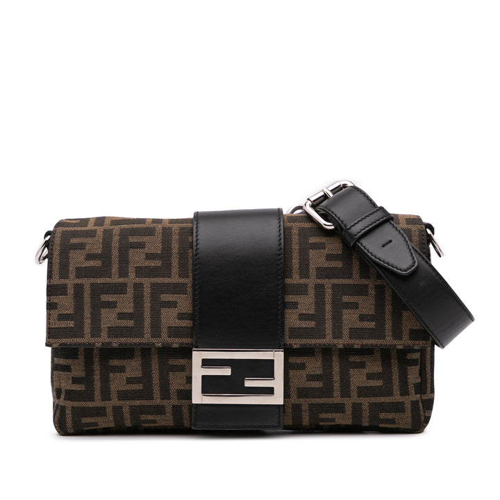 Zucca Canvas Convertible Baguette Crossbody Brown - Gaby Paris