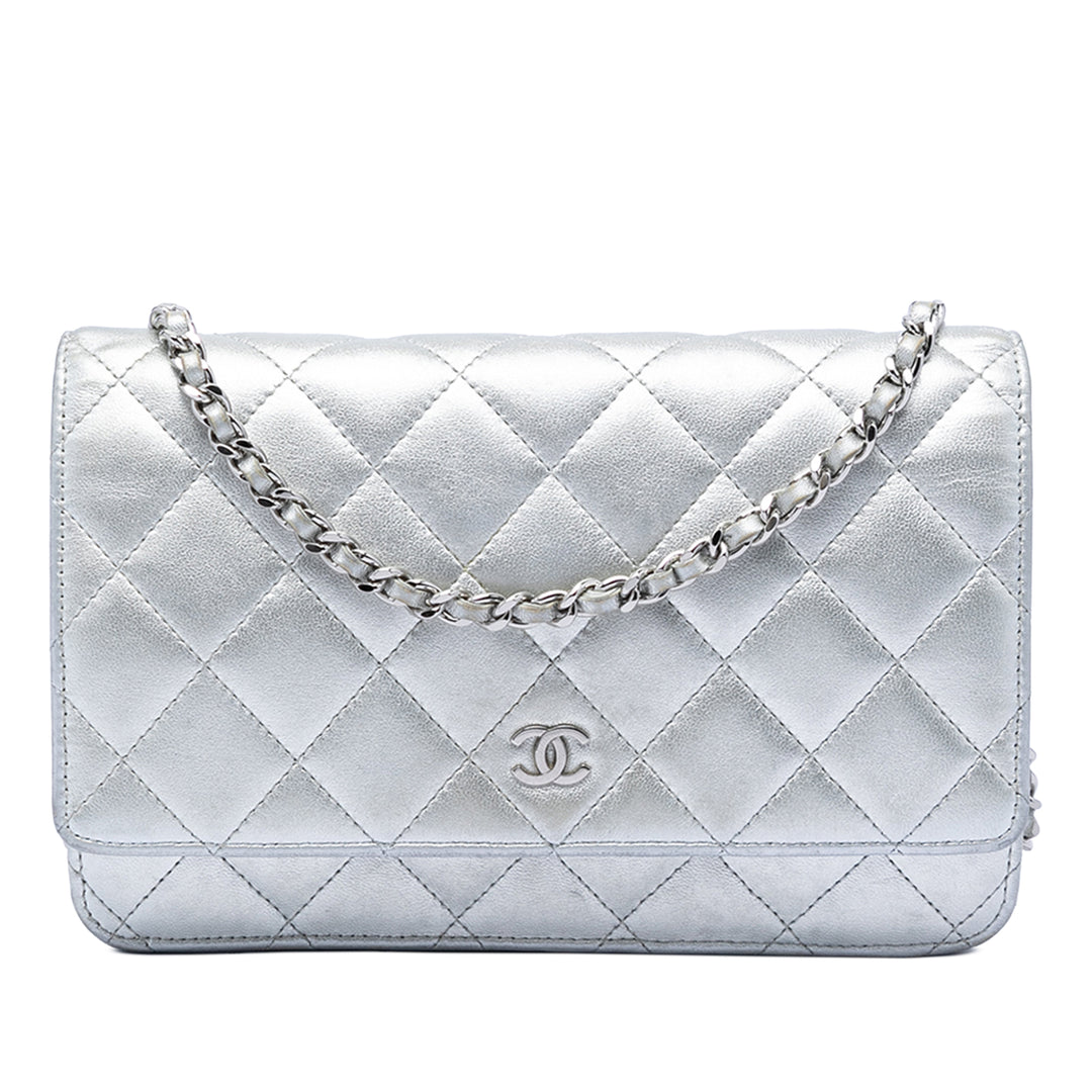 Chanel CC Matelassé Metallic Cuir d’agneau Wallet on Chain