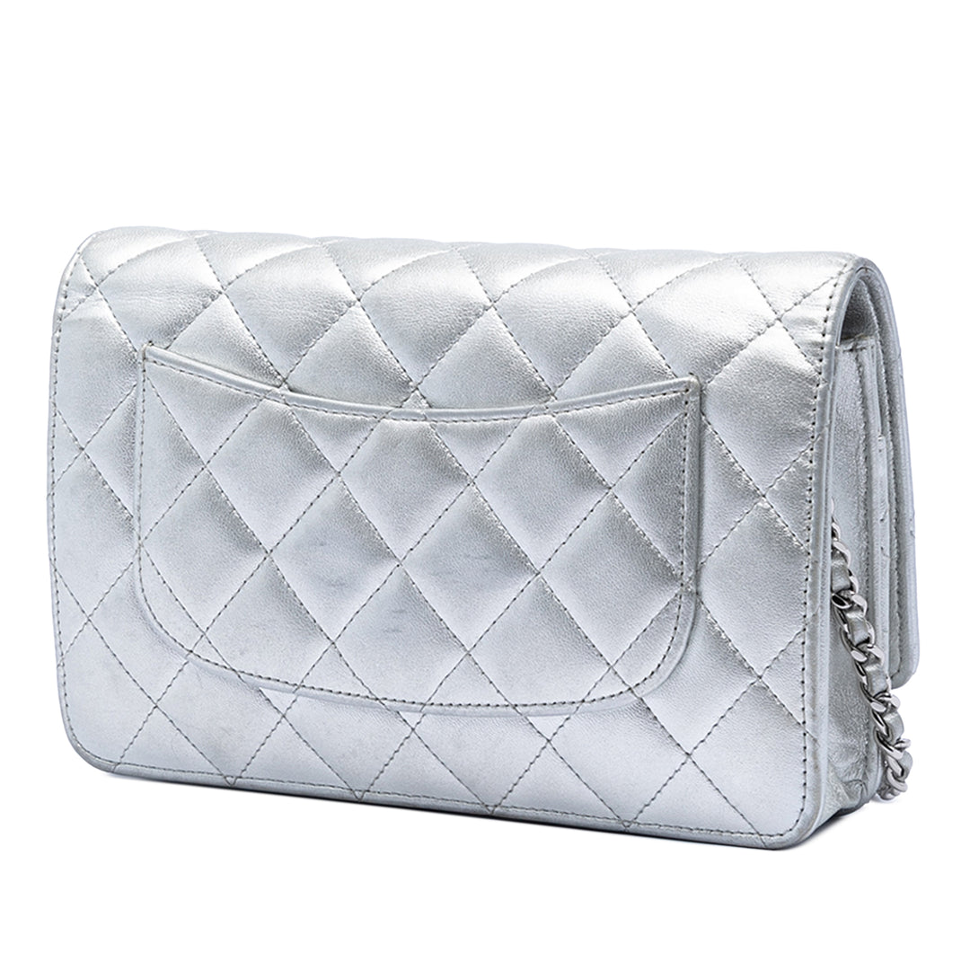 Chanel CC Matelassé Metallic Cuir d’agneau Wallet on Chain