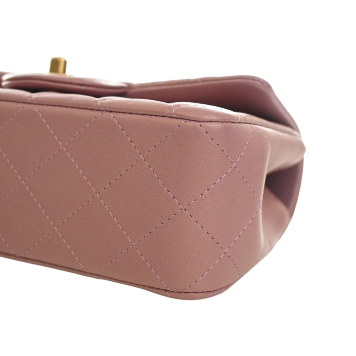 Classic Rectangulaire à rabat Mini Cuir d'agneau Rose