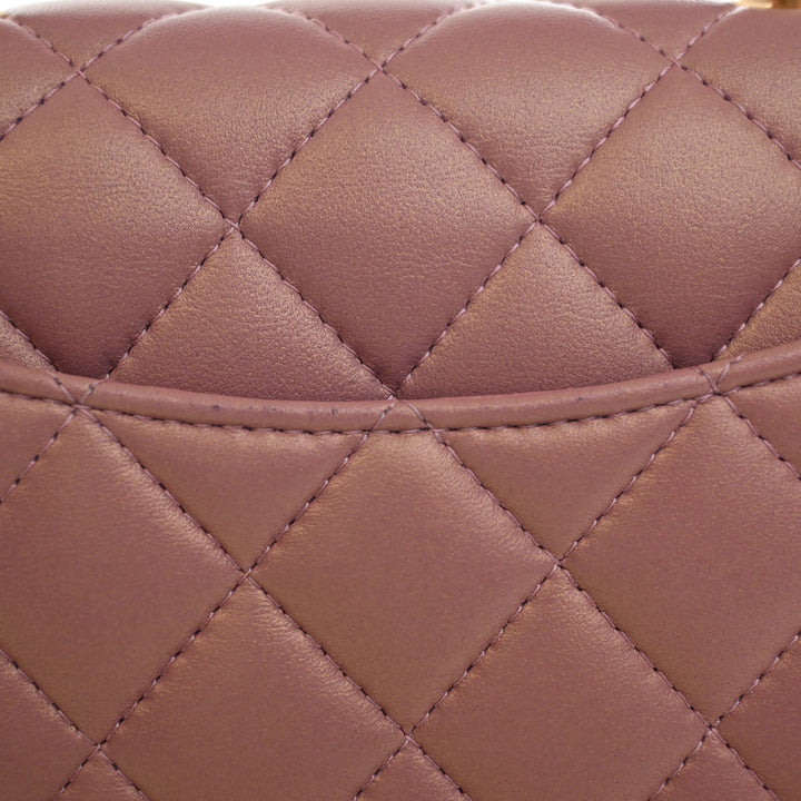 Classic Rectangulaire à rabat Mini Cuir d'agneau Rose