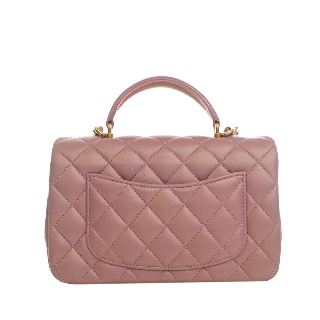 Classic Rectangulaire à rabat Mini Cuir d'agneau Rose