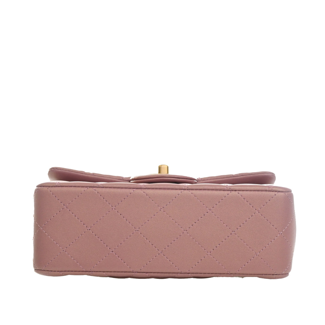 Classic Rectangulaire à rabat Mini Cuir d'agneau Rose