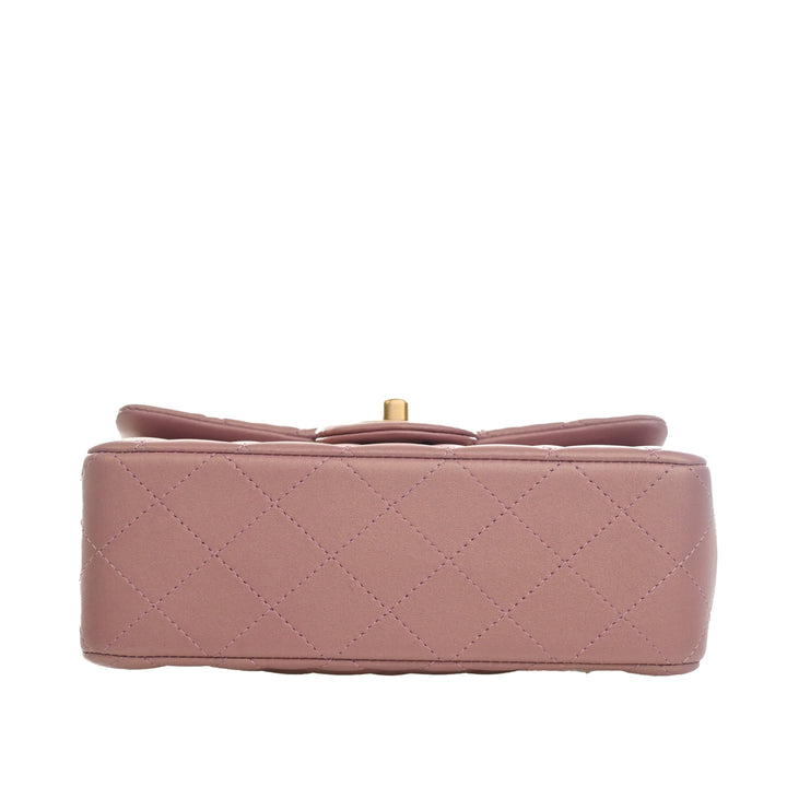 Classic Rectangulaire à rabat Mini Cuir d'agneau Rose