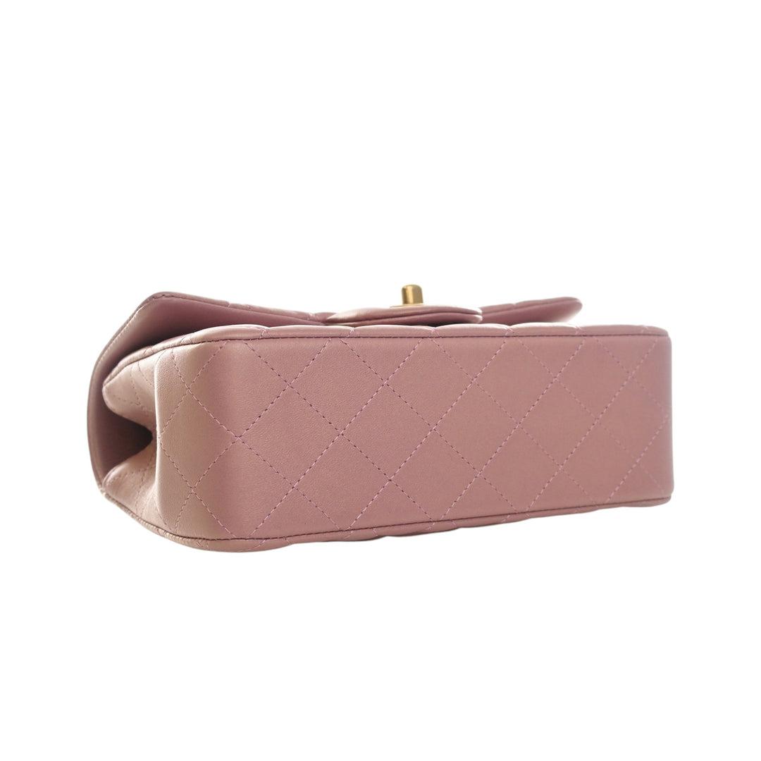 Classic Rectangulaire à rabat Mini Cuir d'agneau Rose